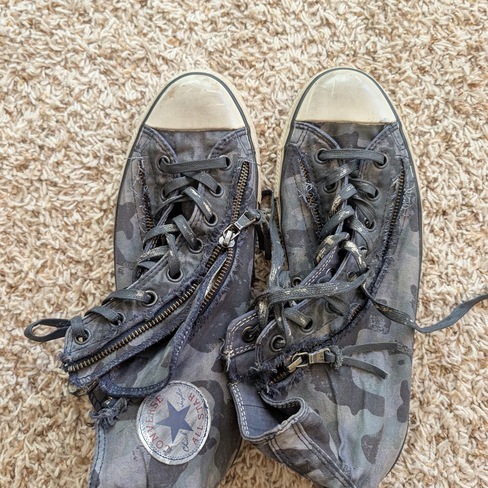 Varvaros Converse Chuck Taylor Double Zipper Blue Camouflage High-Top Sneakers